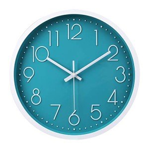 Turquoise Round Non-Ticking Wall Clock - 12 Inch