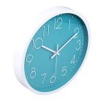 Turquoise Round Non-Ticking Wall Clock - 12 Inch