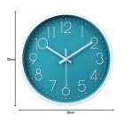 Turquoise Round Non-Ticking Wall Clock - 12 Inch