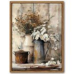 Rustic Farmhouse Floral Canvas Wall Art 12x16