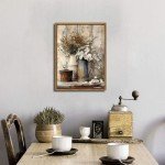 Rustic Farmhouse Floral Canvas Wall Art 12x16