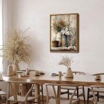 Rustic Farmhouse Floral Canvas Wall Art 12x16