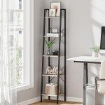5-Tier Greige Ladder Shelf with Hooks