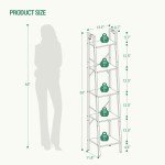 5-Tier Greige Ladder Shelf with Hooks