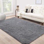 Soft Shaggy Grey Area Rug for Home Decor