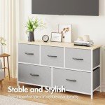 Beige 5-Drawer Fabric Dresser and Organizer