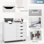 Giantex 5-Drawer Mobile Side Cabinet with Wheels
