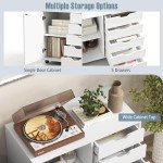Giantex 5-Drawer Mobile Side Cabinet with Wheels