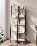 5-Tier Greige Ladder Shelf with Hooks