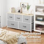 Beige 5-Drawer Fabric Dresser and Organizer