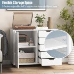 Giantex 5-Drawer Mobile Side Cabinet with Wheels