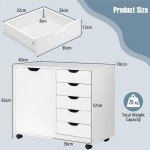 Giantex 5-Drawer Mobile Side Cabinet with Wheels