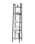 5-Tier Greige Ladder Shelf with Hooks