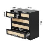 Black Rattan 5-Drawer Chest of Drawers