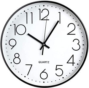 Modern Silent 12-Inch Wall Clock with Large Numbers