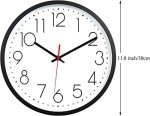Modern Silent 12-Inch Wall Clock with Large Numbers