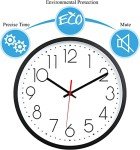 Modern Silent 12-Inch Wall Clock with Large Numbers