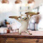 FIALAME Entryway Key Bowl with Fortune Cat