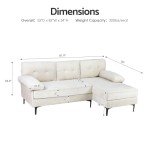 Beige Velvet L-Shape 3-Seater Sofa with Chaise