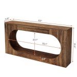 Narrow Rustic Brown Console Table with Storage Shelf