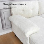 Beige Velvet L-Shape 3-Seater Sofa with Chaise