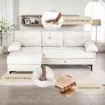 Beige Velvet L-Shape 3-Seater Sofa with Chaise