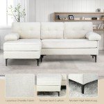 Beige Velvet L-Shape 3-Seater Sofa with Chaise