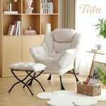Modern Lazy Chair with Ottoman for Relaxation