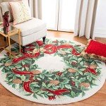 Vintage Hand-Hooked Round Area Rug, 5 Feet