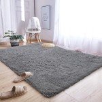 Soft Shaggy Grey Area Rug for Home Decor
