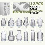 Set of 12 Clear Mini Glass Bud Vases