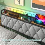 Industrial Metal Double Bed Frame with Storage & LED