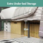 Industrial Metal Double Bed Frame with Storage & LED