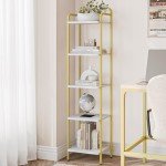 White Gold 5-Tier Industrial Corner Bookcase