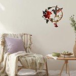 Round Metal Hummingbird Wall Art Decor
