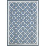 Blue/Beige Trellis Indoor/Outdoor Splashproof Area Rug