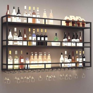 Industrial 3-Tier Wall-Mounted Wine Rack