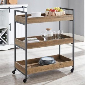 Merryluk Industrial 3-Tier Bar Cart on Wheels