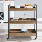 Merryluk Industrial 3-Tier Bar Cart on Wheels