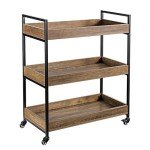 Merryluk Industrial 3-Tier Bar Cart on Wheels