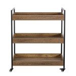 Merryluk Industrial 3-Tier Bar Cart on Wheels