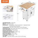 VEVOR Mobile Kitchen Island Cart with Storage