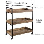 Merryluk Industrial 3-Tier Bar Cart on Wheels