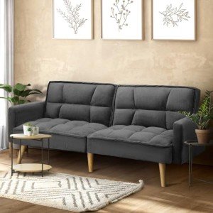 Stylish Grey Velvet 3-Seater Sofa Bed