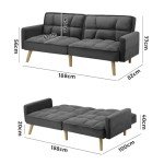 Stylish Grey Velvet 3-Seater Sofa Bed