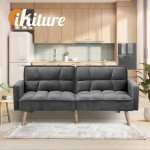 Stylish Grey Velvet 3-Seater Sofa Bed