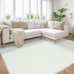 Soft Plush Ivory Shag Rug for Living Room