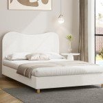 Oikiture Queen Size Boucle Bed Frame