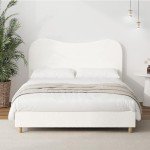 Oikiture Queen Size Boucle Bed Frame