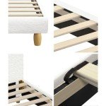 Oikiture Queen Size Boucle Bed Frame